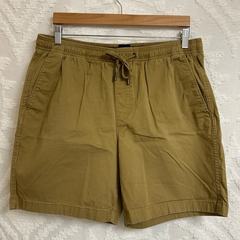 Gap Stretch Twill Pull On Drawstring Jogger Shorts in Antique Bronze Khaki Brown